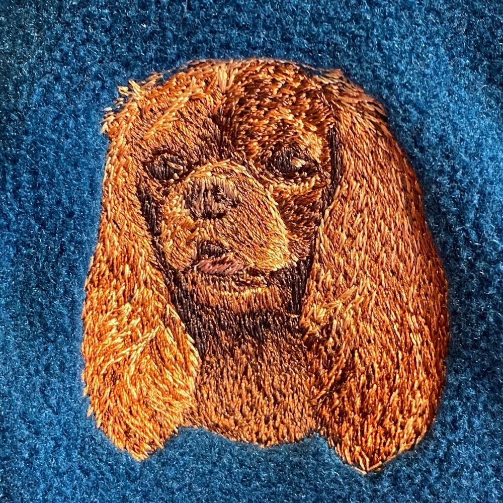 Eddie Bauer Fleece Jacket 2 XL Full Zipper Teal Dog Embroidery Outdoor Walking